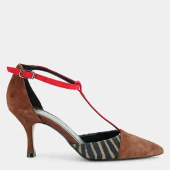 CAM- DECOLLETÈ CUOIO/ZEBRA/ROSSO NO-I23D-05