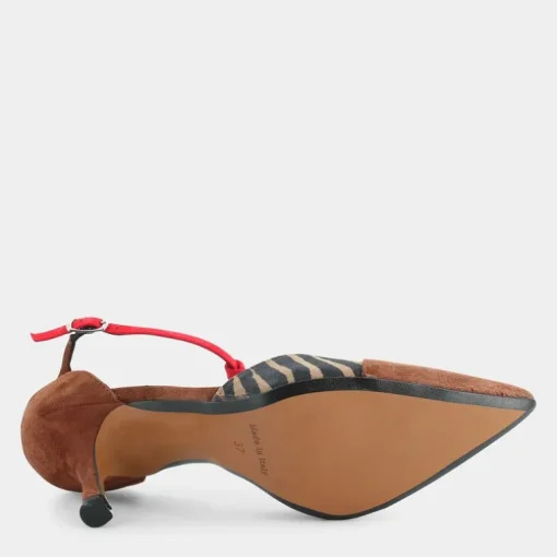 CAM- DECOLLETÈ CUOIO/ZEBRA/ROSSO NO-I23D-05