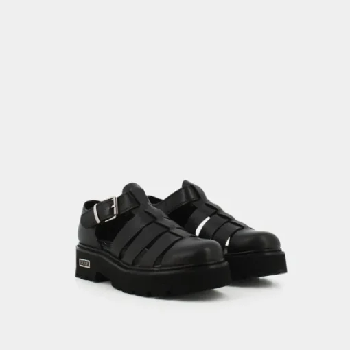 SANDAL W LEATHER BLACK- STRINGATE NERO CLW362600