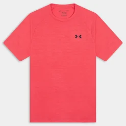 UA TECH TEXTURED SS- T-SHIRT ROSSO 1382796